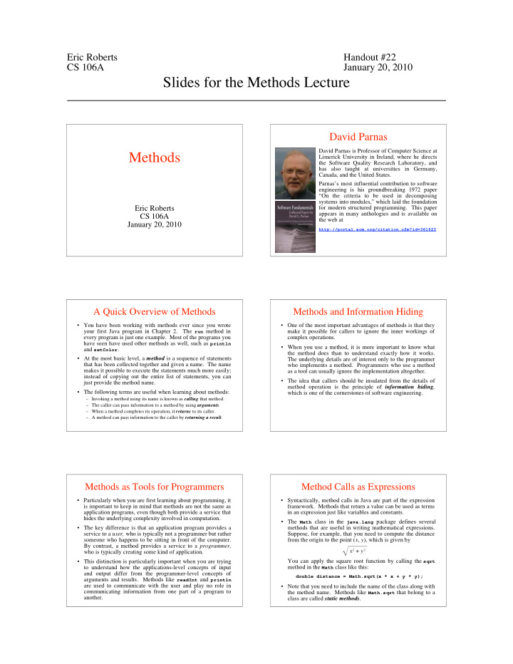 slides for the methods lecture