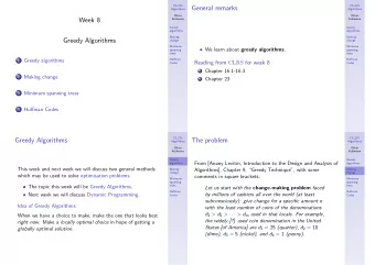 General remarks  Algorithms  Algorithms  Oliver  Oliver  Week 8  Kullmann  Kullmann  Greedy  Greedy