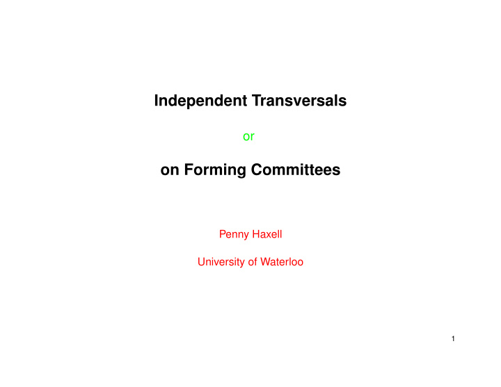 independent transversals