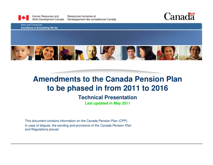 amendments to the canada pension plan to be phased in