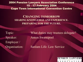 What duties may trustees  What duties may trustees  delegate?  delegate?  Agenda  Agenda