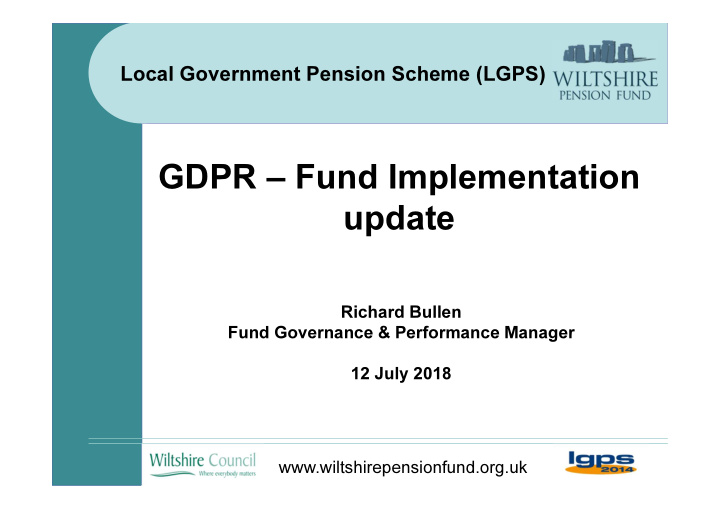 gdpr fund implementation update