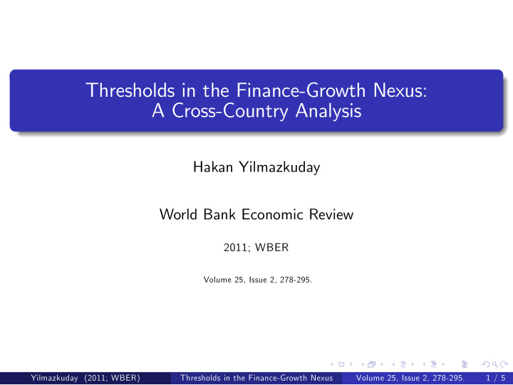 thresholds in the finance growth nexus a cross country