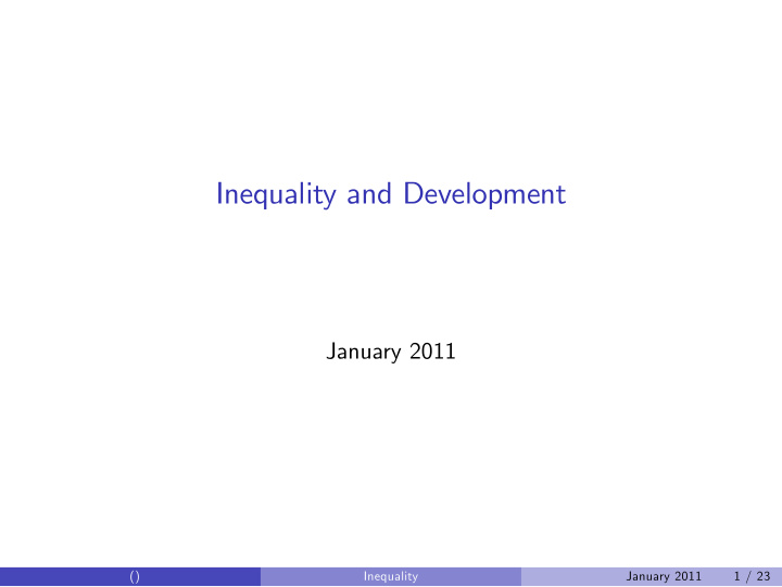 inequality and development