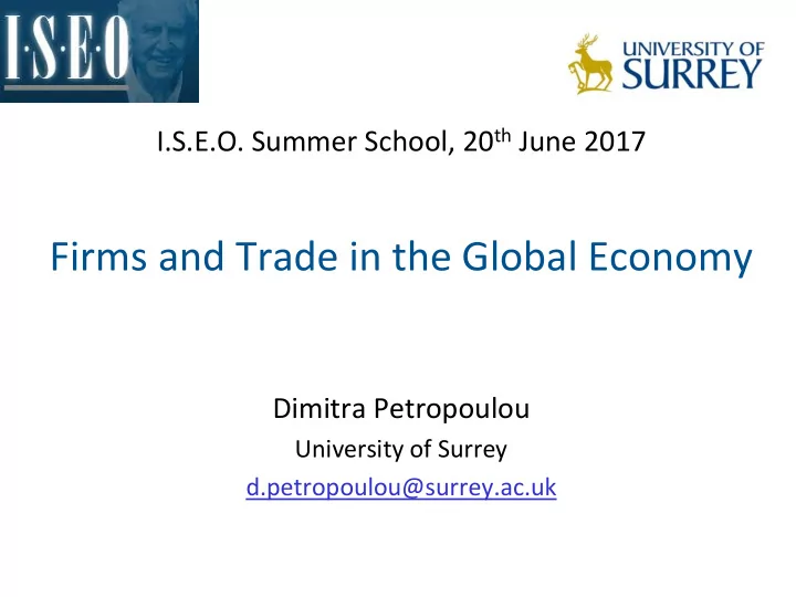 firms and trade in the global economy