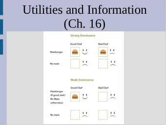 Utilities and Information  (Ch. 16)  Announcements  HW3 posted (due 3/31)  Utility  Last time