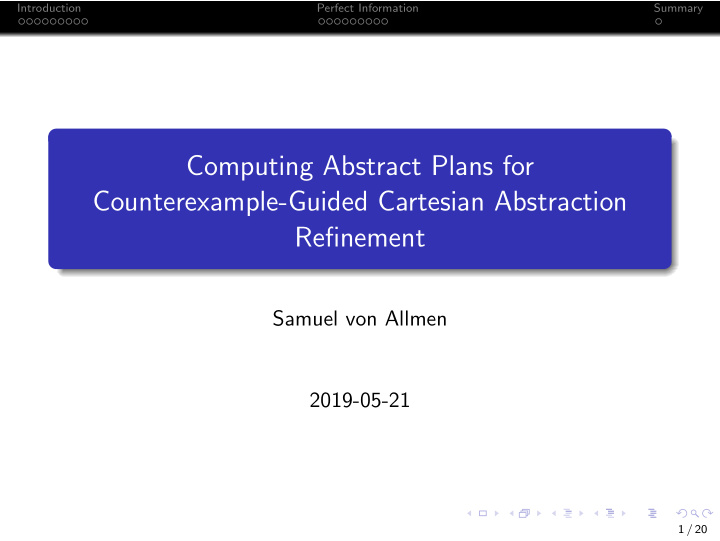 computing abstract plans for counterexample guided