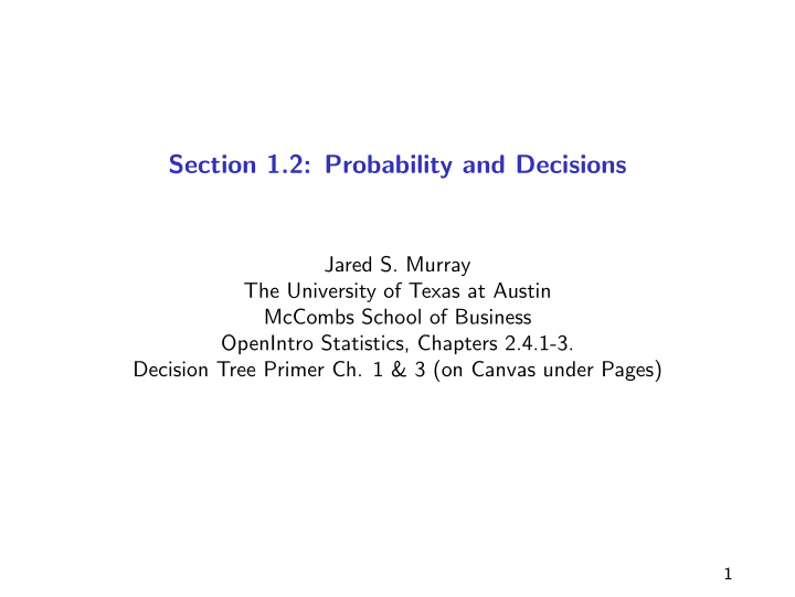 section 1 2 probability and decisions