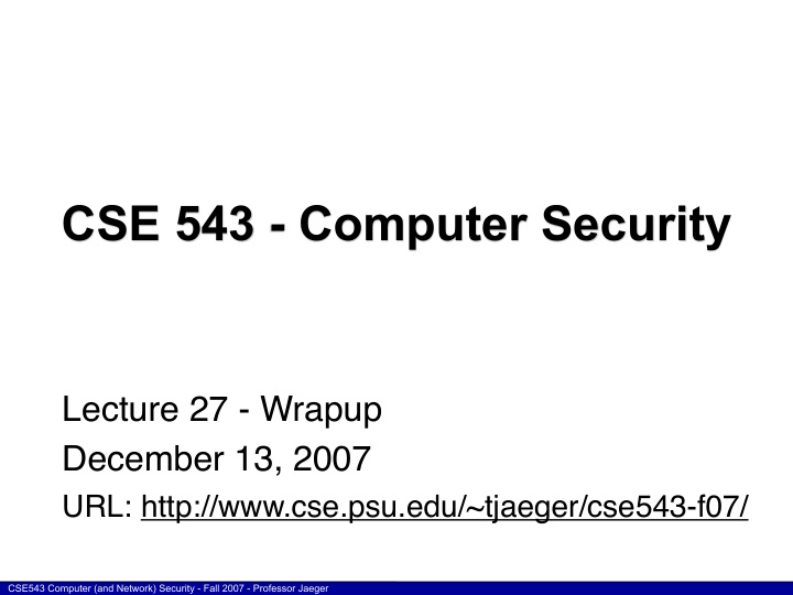 cse 543 computer security