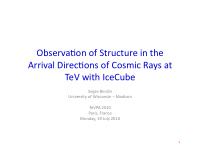 observa on of structure in the arrival direc ons of