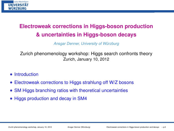 electroweak corrections in higgs boson production