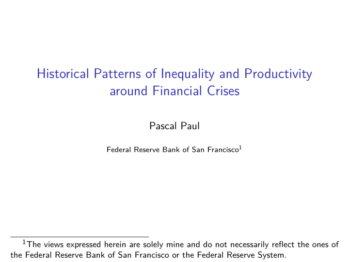 historical patterns of inequality and productivity around