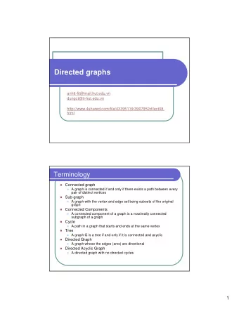 Directed graphs  anhtt-fit@mail.hut.edu.vn  dungct@it-hut.edu.vn