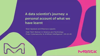 A data scientists journey: a  personal account of what we  have learnt  Stuti Agrawal and
