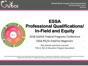 ES  ESSA  SA  Pr  Prof  ofessional  essional Qua  Qualif  lifica  ications/  tions/  In  In-Field