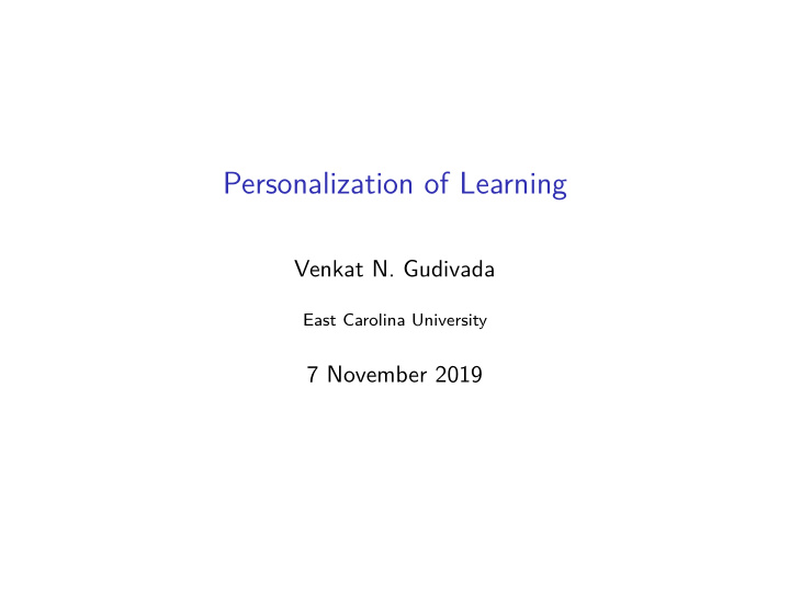 personalization of learning