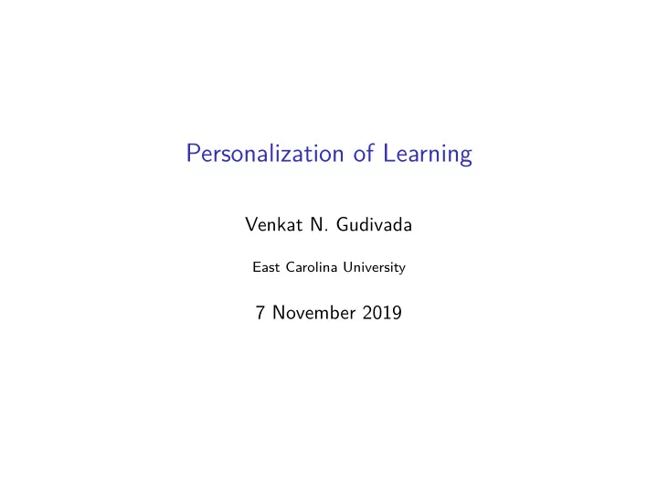 personalization of learning