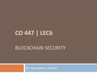 CO 447 | LEC6  BLOCKCHAIN SECURITY  Dr. Benjamin Livshits  Stateless Fingerprinting  2  EFF