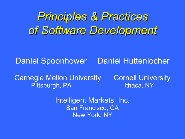 principles practices principles practices of software