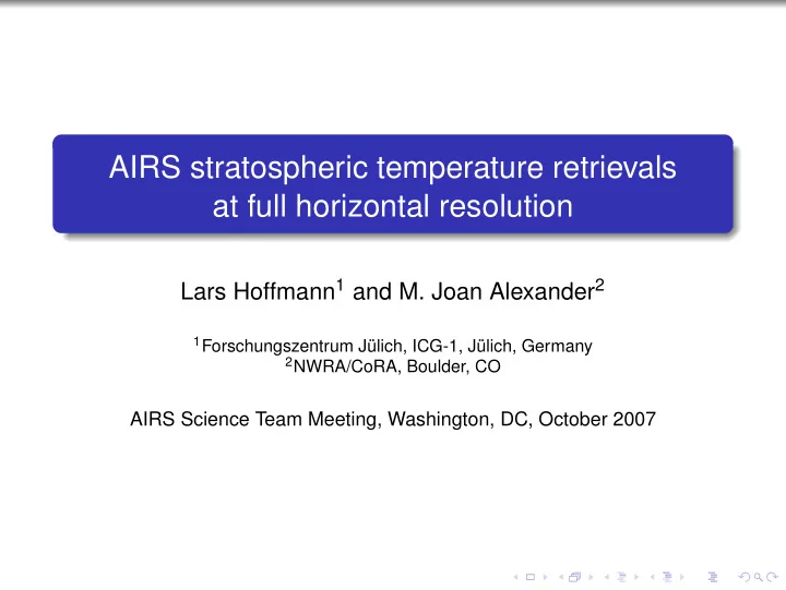 airs stratospheric temperature retrievals at full