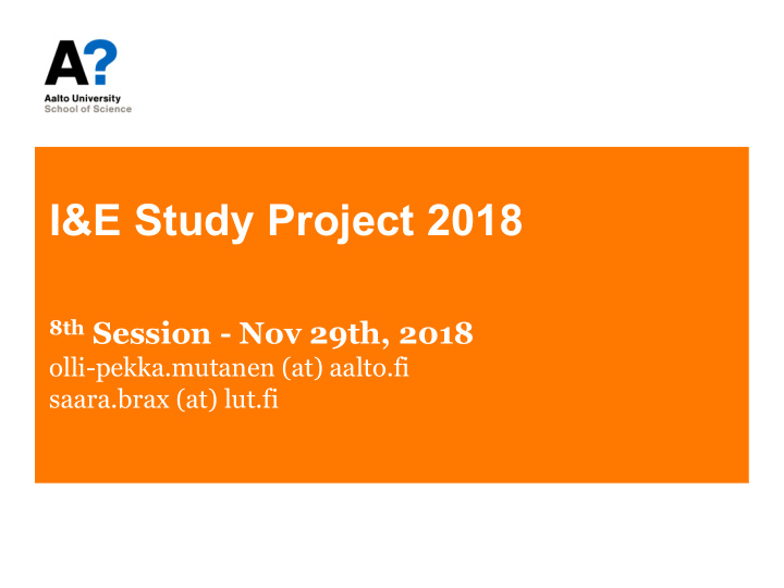 i e study project 2018