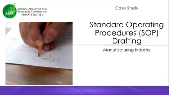 Standard Operating  Procedures (SOP)  Drafting  Manufacturing Industry SOP Drafting