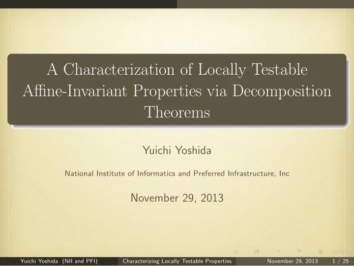 a characterization of locally testable affine invariant