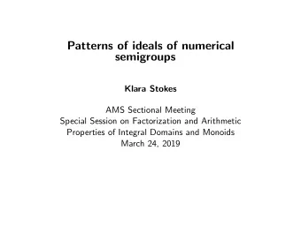 Patterns of ideals of numerical  semigroups  Klara Stokes  AMS Sectional Meeting  Special Session