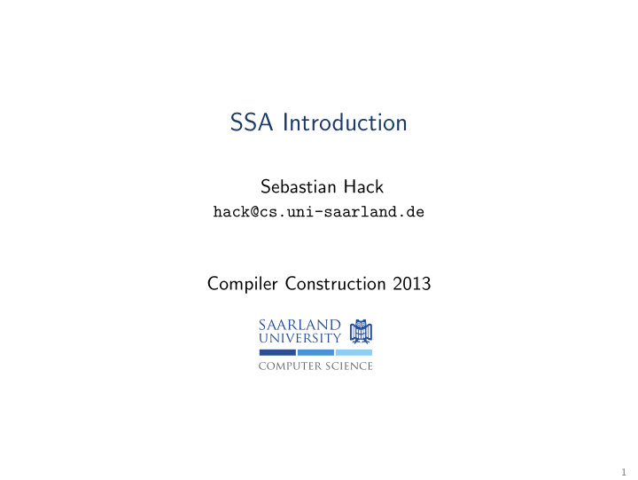 ssa introduction