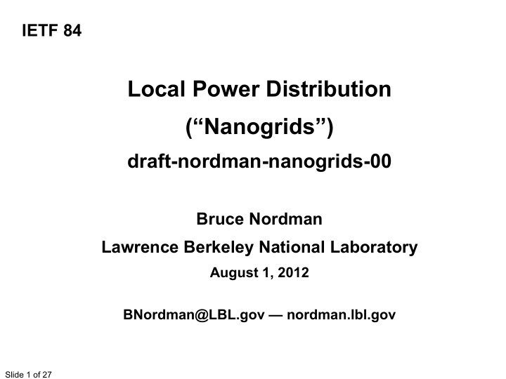 local power distribution nanogrids