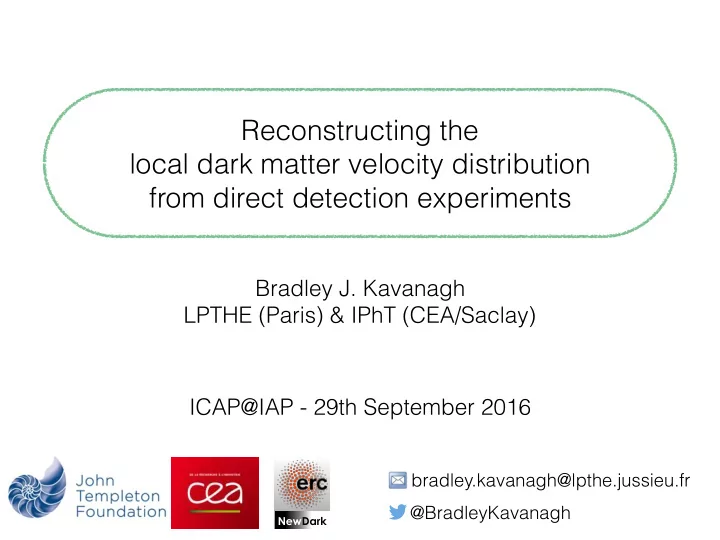 reconstructing the local dark matter velocity