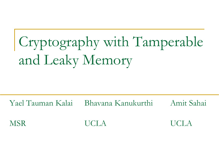 cryptography with tamperable
