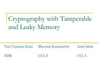 Cryptography with Tamperable  and Leaky Memory  Yael Tauman Kalai  Bhavana Kanukurthi  Amit Sahai