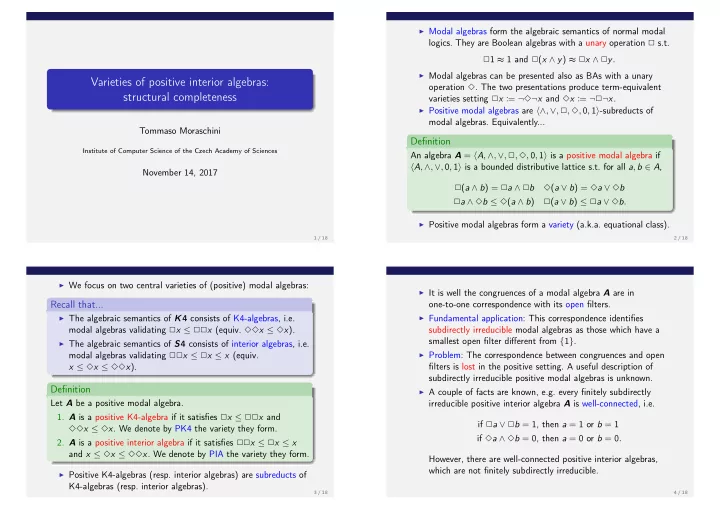 varieties of positive interior algebras