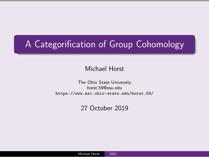 a categorification of group cohomology