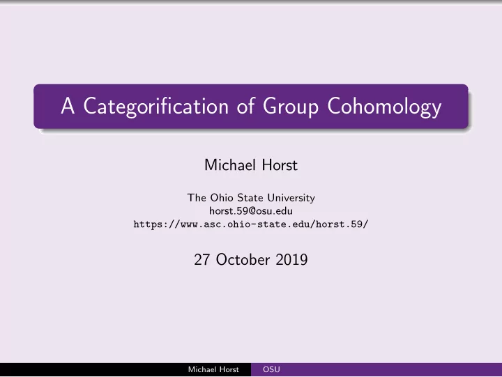 a categorification of group cohomology