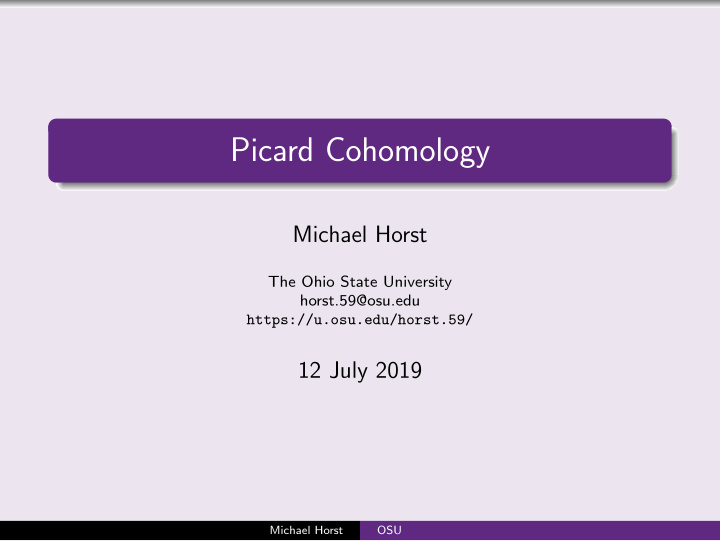 picard cohomology