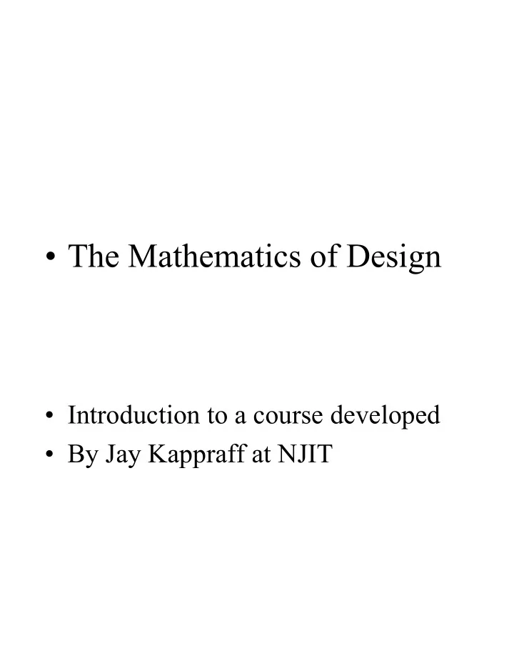 the mathematics of design
