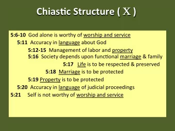 Chias&amp;c Structure (  ) 5:610 God alone is worthy of worship and service 5:11 Accuracy in