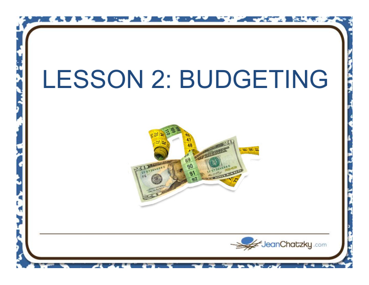 lesson 2 budgeting