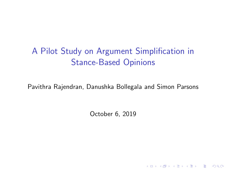 a pilot study on argument simplification in stance based
