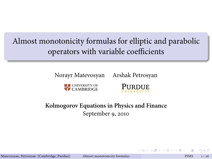 almost monotonicity formulas for elliptic and parabolic