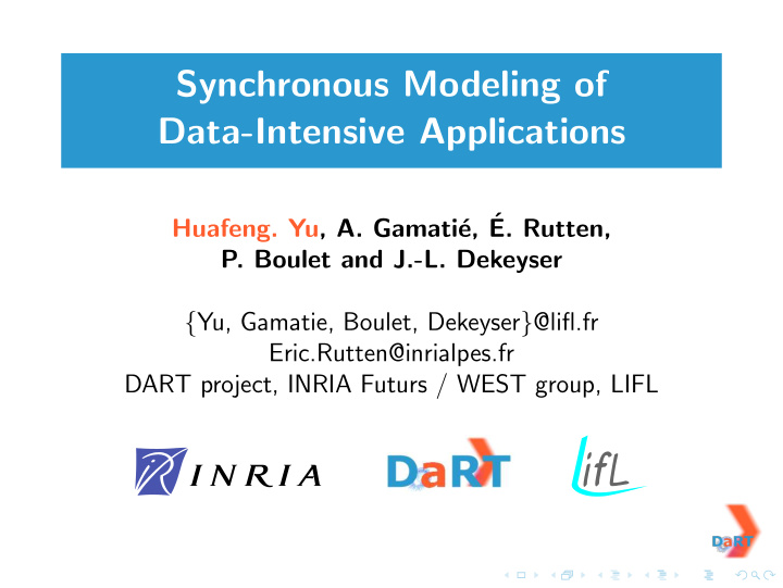 synchronous modeling of data intensive applications