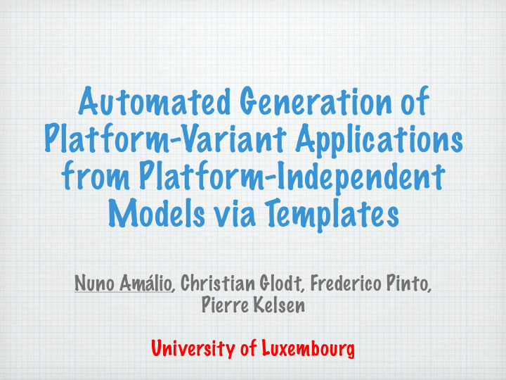 automated generation of platform variant applications