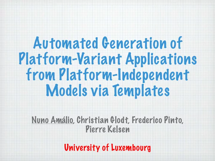 automated generation of platform variant applications