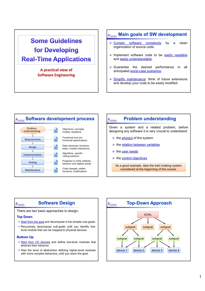 main goals of sw development