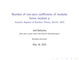 Number of non-zero coefficients of modular forms modulo p  Analytic Aspects of Number Theory, Z