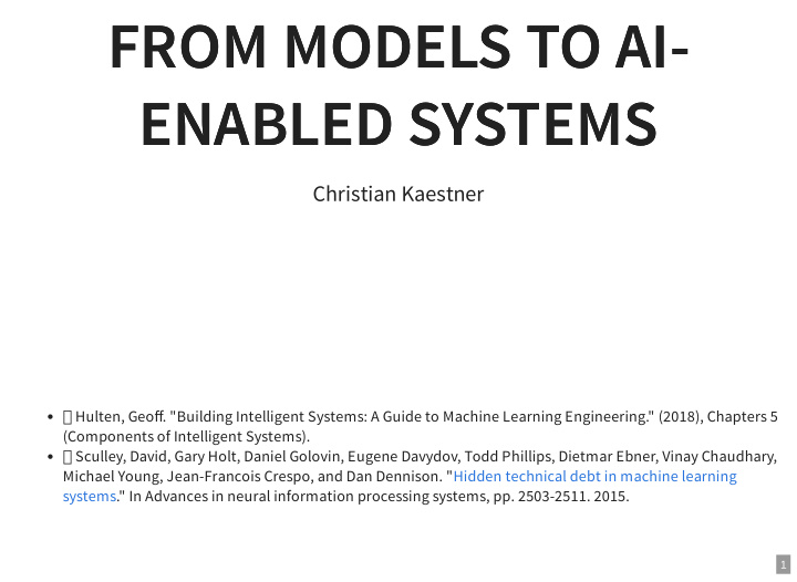 from models to ai from models to ai enabled systems
