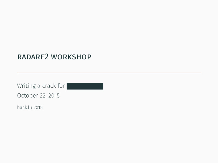 radare2 workshop