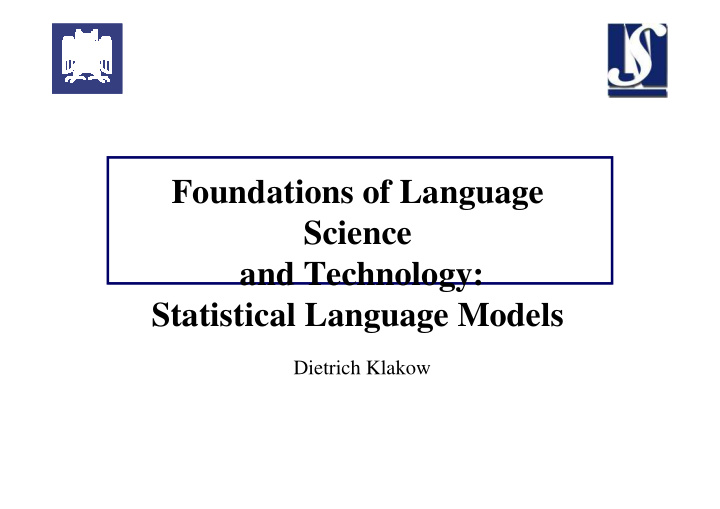 foundations of language science and technology